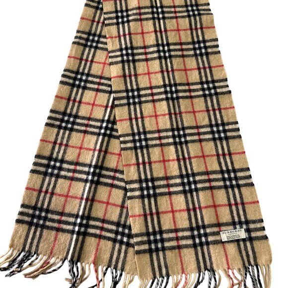 Burberry Accessories - Burberrys Classic Check Scarf Beige 100% Lambswool Unisex Scarf Made In England